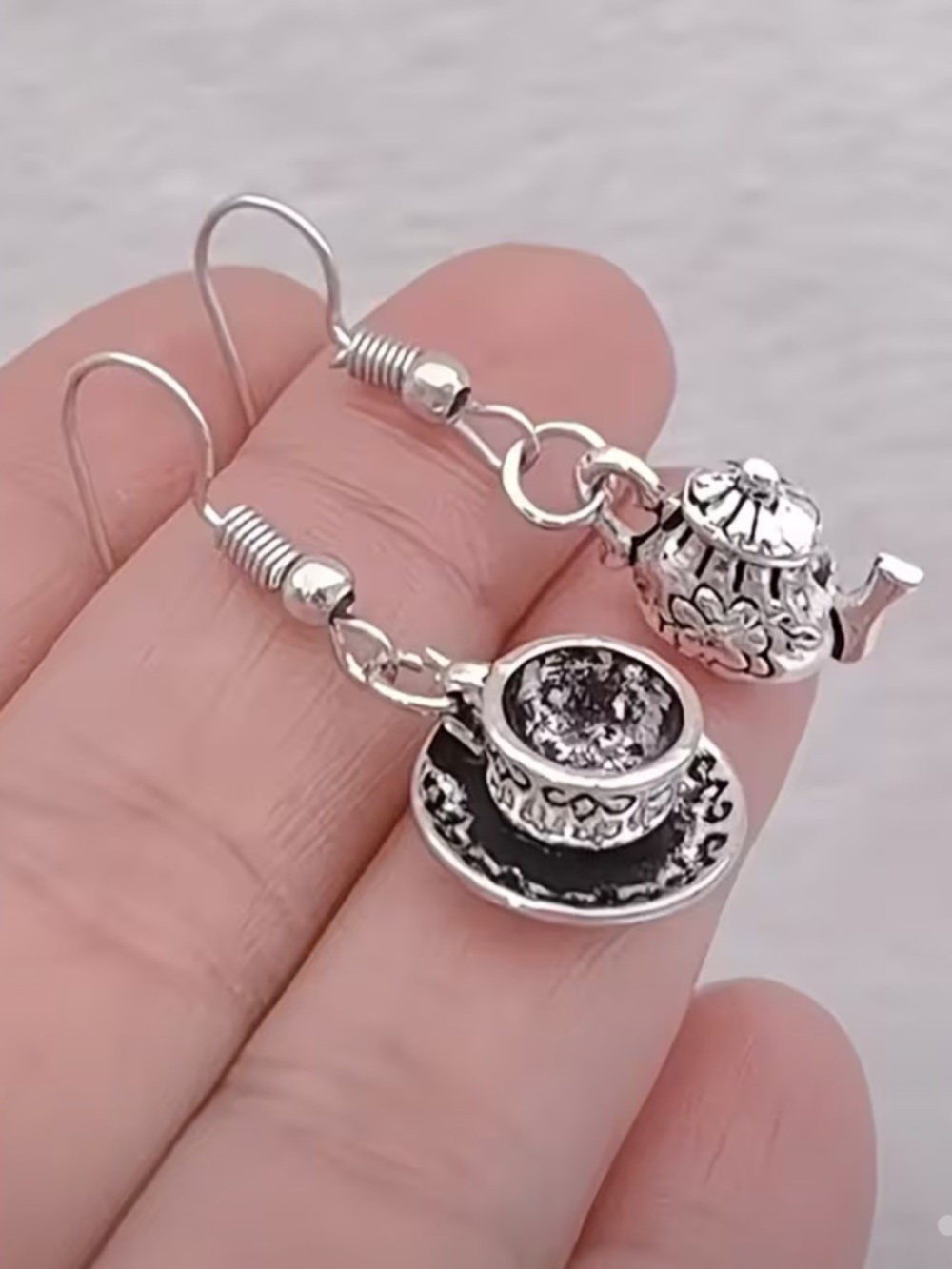 Teapot and Cup Dangle Earrings